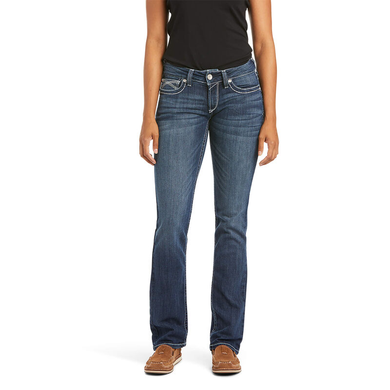 Ariat Jeans Damen - R.E.A.L. Mid Rise Stretch Ivy Stackable Straight Leg Blau ( JDRFS-3267 )